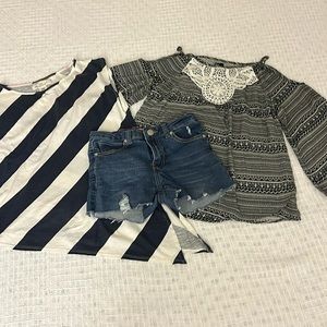 3 Piece Set:  Size 14-16/XL - 2 tops & 1 pair of shorts